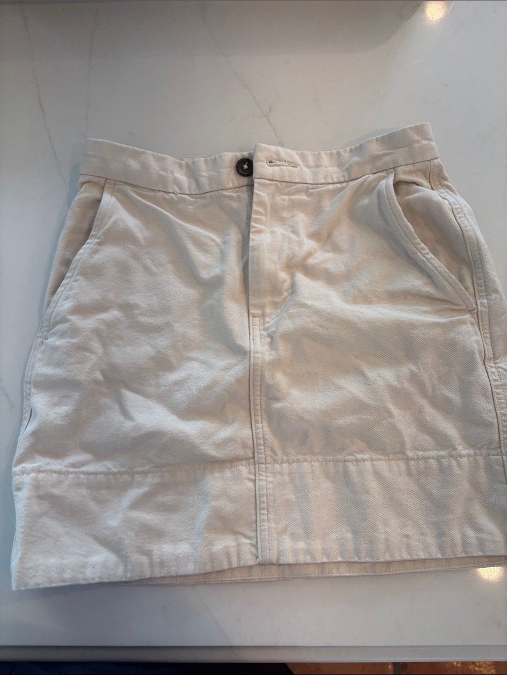 Everlane Cream Canvas Mini Skirt
